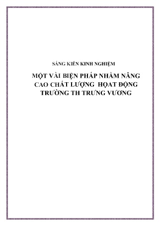 SKKN Một vài biện pháp nhằm nâng cao chất lượng họat động Trường Tiểu học Trưng Vương