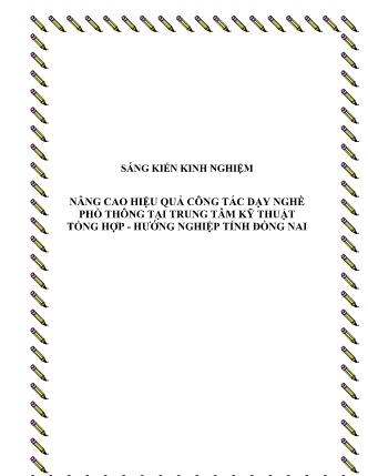 SKKN Nâng cao hiệu quả công tác dạy nghề phổ thông tại Trung tâm kỹ thuật tổng hợp - Hướng nghiệp tỉnh Đồng Nai
