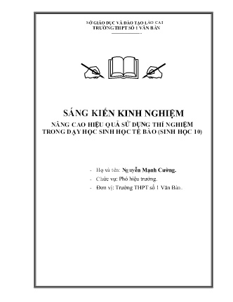SKKN Nâng cao hiệu quả sử dụng thí nghiệm trong dạy học sinh học tế bào (Sinh học 10)