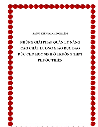 SKKN Những giải pháp quản lý nâng cao chất lượng giáo dục đạo đức cho học sinh ở Trường THPT Phước Thiền