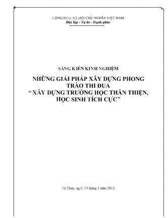 SKKN Những giải pháp xây dựng phong trào thi đua “Xây dựng trường học thân thiện, học sinh tích cực”