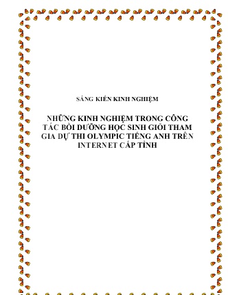 SKKN Những kinh nghiệm trong công tác bồi dưỡng học sinh giỏi tham gia dự thi Olympic Tiếng Anh trên Internet cấp tỉnh