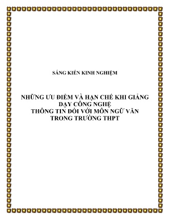 SKKN Những ưu điểm và hạn chế khi giảng dạy công nghệ thông tin đối với môn Ngữ Văn trong Trường THPT