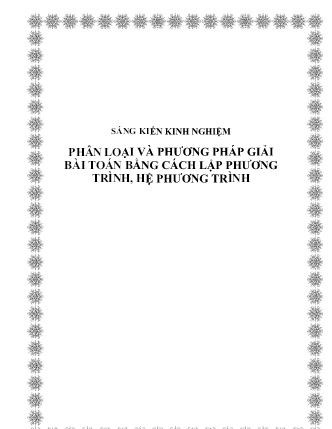 SKKN Phân loại và phương pháp giải bài toán bằng cách lập phương trình, hệ phương trình