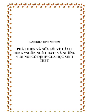 SKKN Phát hiện và sửa lỗi về cách dùng “Ngôn ngữ chát” và những “Lời nói cố định” của học sinh THPT