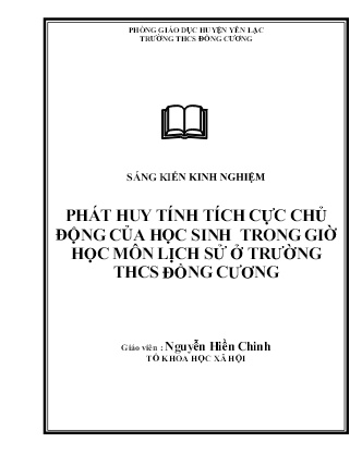 SKKN Phát huy tính tích cực chủ động của học sinh trong giờ học môn Lịch sử ở TrườngTHCS Đồng Cương