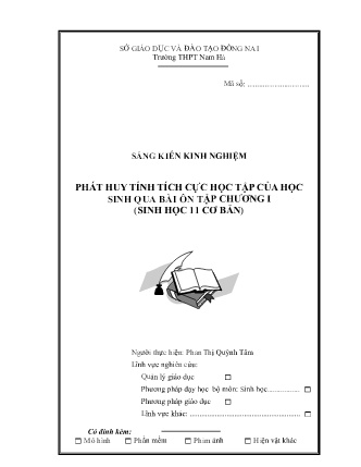 SKKN Phát huy tính tích cực học tập của học sinh qua bài ôn tập chương I (Sinh học 11 cơ bản)