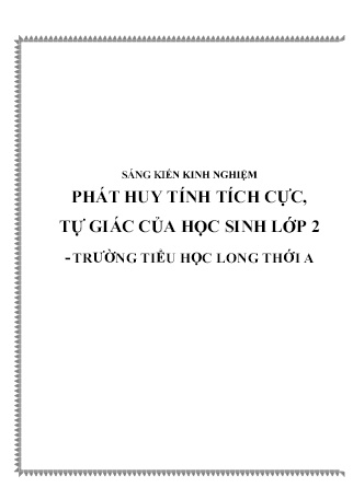 SKKN Phát huy tính tích cực, tự giác của học sinh Lớp 2 Trường Tiểu học Long Thới A