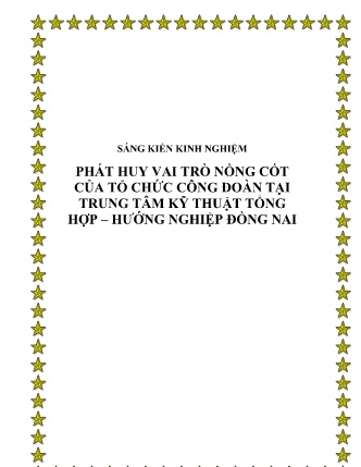 SKKN Phát huy vai trò nồng cốt của tổ chức Công đoàn tại Trung tâm kỹ thuật tổng hợp – Hướng nghiệp Đồng Nai