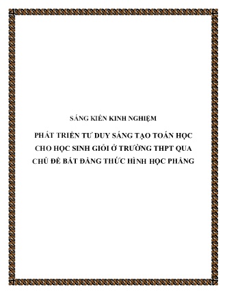 SKKN Phát triển tư duy sáng tạo toán học cho học sinh giỏi ở Trường THPT qua chủ đề bất đẳng thức hình học phẳng