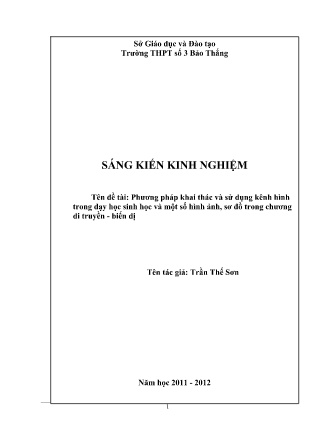 SKKN Phương pháp khai thác và sử dụng kênh hình trong dạy học Sinh học và một số hình ảnh, sơ đồ trong chương Di truyền - Biến dị SKKN Phương pháp khai thác và sử dụng kênh hình trong dạy học Sinh học và một số hình ảnh, sơ đồ trong chương Di truyền - Biến dị