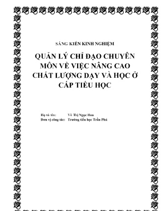 SKKN Quản lý chỉ đạo chuyên môn về việc nâng cao chất lượng dạy và học ở cấp Tiểu học