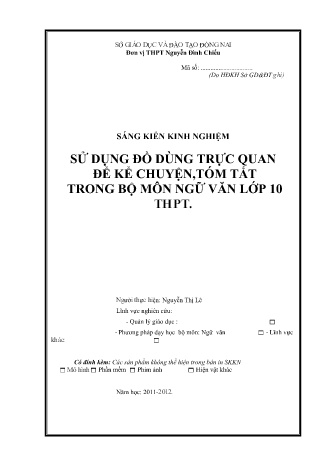 SKKN Sử dụng đồ dùng trực quan để kể chuyện, tóm tắt trong bộ môn Ngữ Văn Lớp 10 THPT