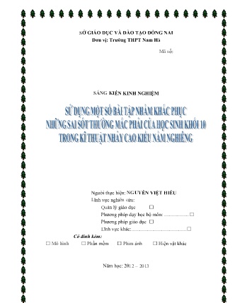 SKKN Sử dụng một số bài tập nhằm khắc phục những sai sót thường mắc phải của học sinh Khối 10 trong kĩ thuật nhảy cao kiểu nằm nghiêng” ở Trường THPT Nam Hà