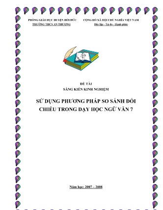 SKKN Sử dụng phương pháp so sánh đối chiếu trong dạy học Ngữ Văn 7
