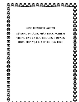 SKKN Sử dụng phương pháp thực nghiệm trong dạy và học chương I: Quang học - Môn Vật lí 7 ở Trường THCS