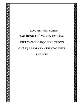 SKKN Tạo hứng thú và rèn kỹ năng viết văn cho học sinh trong giờ Tập Làm Văn - Trường THCS Phú Sơn