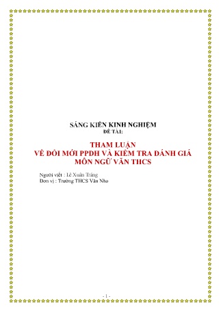 SKKN Tham luận về đổi mới Phương pháp dạy học và kiểm tra đánh giá môn Ngữ Văn THCS SKKN Tham luận về đổi mới Phương pháp dạy học và kiểm tra đánh giá môn Ngữ Văn THCS