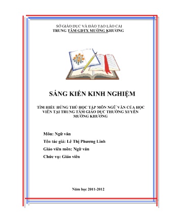 SKKN Tìm hiểu hứng thú học tập môn Ngữ Văn của học viên tại Trung tâm Giáo dục thường xuyên Mường Khương