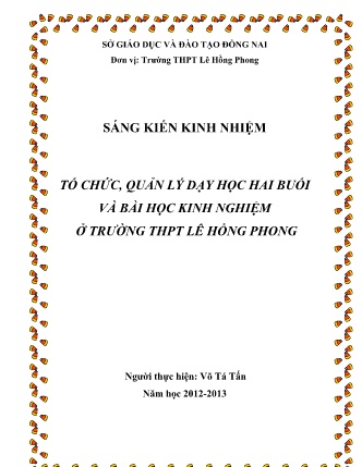 SKKN Tổ chức, quản lý dạy học hai buổi và bài học kinh nghiệm ở Trường THPT Lê Hồng Phong