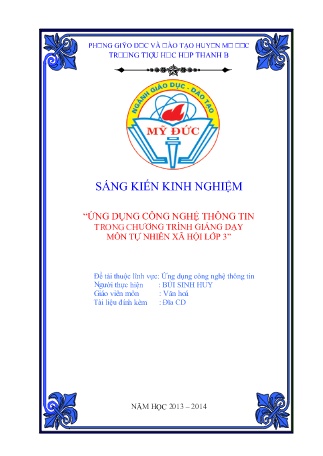 SKKN Ứng dụng công nghệ thông tin trong chương trình giảng dạy môn Tự nhiên Xã hội Lớp 3 SKKN Ứng dụng công nghệ thông tin trong chương trình giảng dạy môn Tự nhiên Xã hội Lớp 3