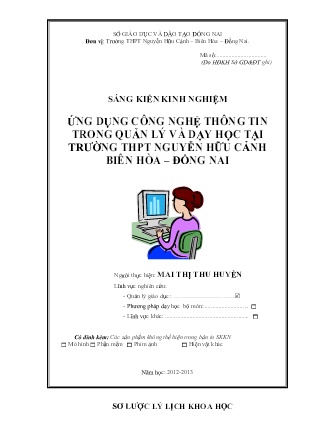 SKKN Ứng dụng công nghệ thông tin trong quản lý và dạy học tại Trường THPT Nguyễn Hữu Cảnh Biên Hòa – Đồng Nai