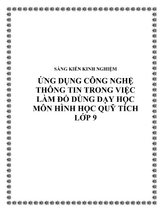 SKKN Ứng dụng công nghệ thông tin trong việc làm đồ dùng dạy học môn Hình học quỹ tích Lớp 9