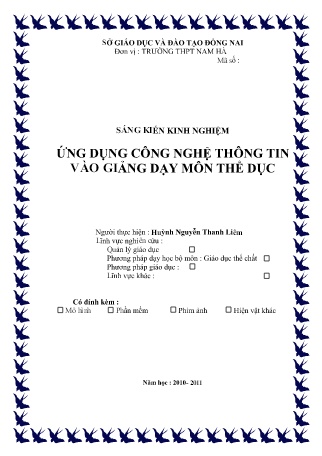 SKKN Ứng dụng công nghệ thông tin vào giảng dạy môn Thể dục