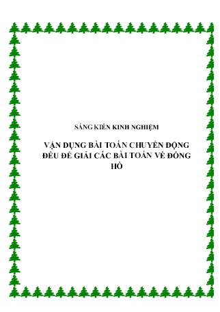 SKKN Vận dụng bài toán chuyển động đều để giải các bài toán về đồng hồ
