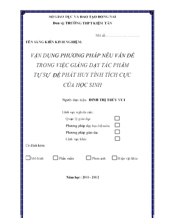 SKKN Vận dụng phương pháp nêu vấn đề trong việc giảng dạy tác phẩm tự sự để phát huy tính tích cực của học sinh