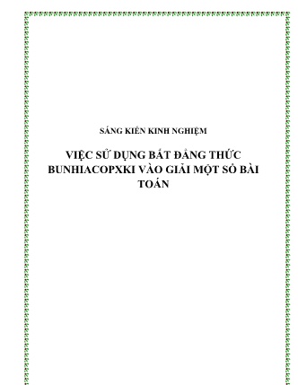 SKKN Việc sử dụng bất đẳng thức bunhiacopxki vào giải một số bài Toán