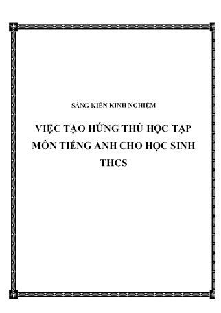 SKKN Việc tạo hứng thú học tập môn Tiếng Anh cho học sinh THCS