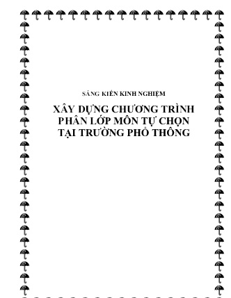 SKKN Xây dựng chương trình phân lớp môn Tự chọn tại Trường Phổ Thông SKKN Xây dựng chương trình phân lớp môn Tự chọn tại Trường Phổ Thông